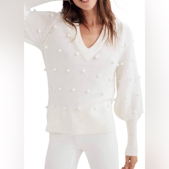 Madewell Bobble V-neck Sweater - Picture 1 of 3